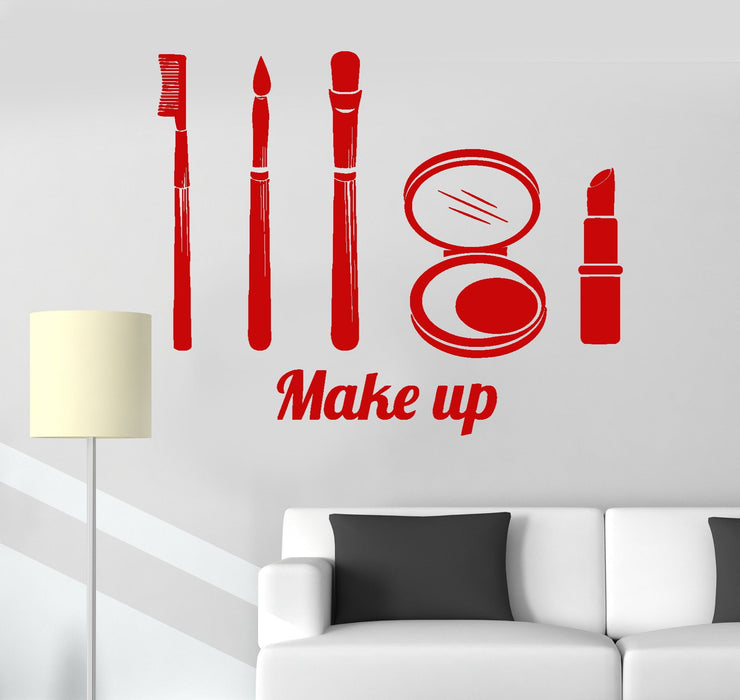 Vinyl Wall Decal Make Up Girl Room Woman Beauty Salon Fashion Stickers Unique Gift (ig3433)