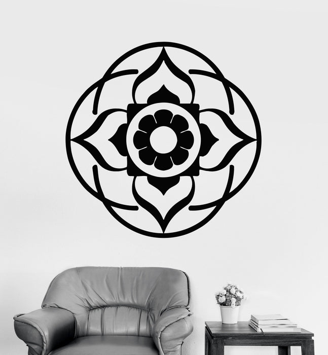 Vinyl Wall Decal Lotus Mandala Yoga Buddhism Art Amulet Bedroom Stickers Unique Gift (ig2977)