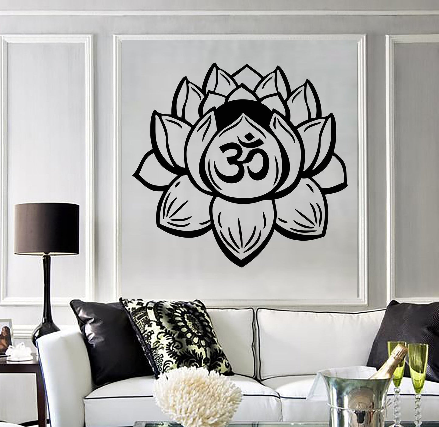 Vinyl Wall Decal Lotus Flower Yoga Buddhist Meditation Bedroom Sticker ...