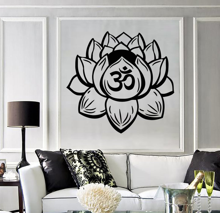 Vinyl Wall Decal Lotus Flower Yoga Buddhist Meditation Bedroom Stickers Unique Gift (110ig)