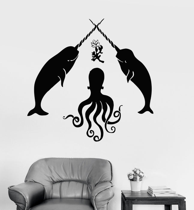 Vinyl Wall Decal Octopus Marine Animals Bathroom Decoration Stickers Unique Gift (ig3220)