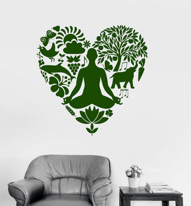 Wall Decal Meditation Yoga Healthy Lifestyle Nutrition Love Vinyl Stickers Unique Gift (ig2983)