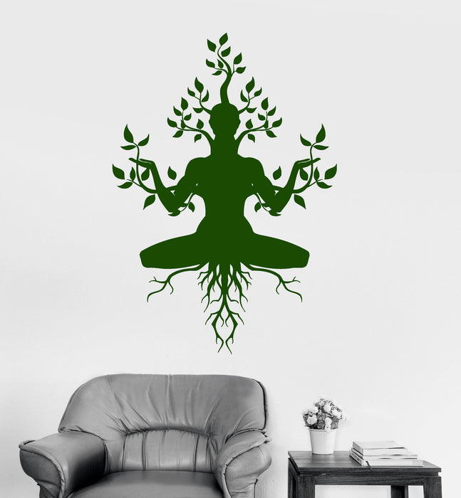 Vinyl Wall Decal Yoga Meditation Nature Tree Buddhism Nirvana Stickers Unique Gift (ig3030)