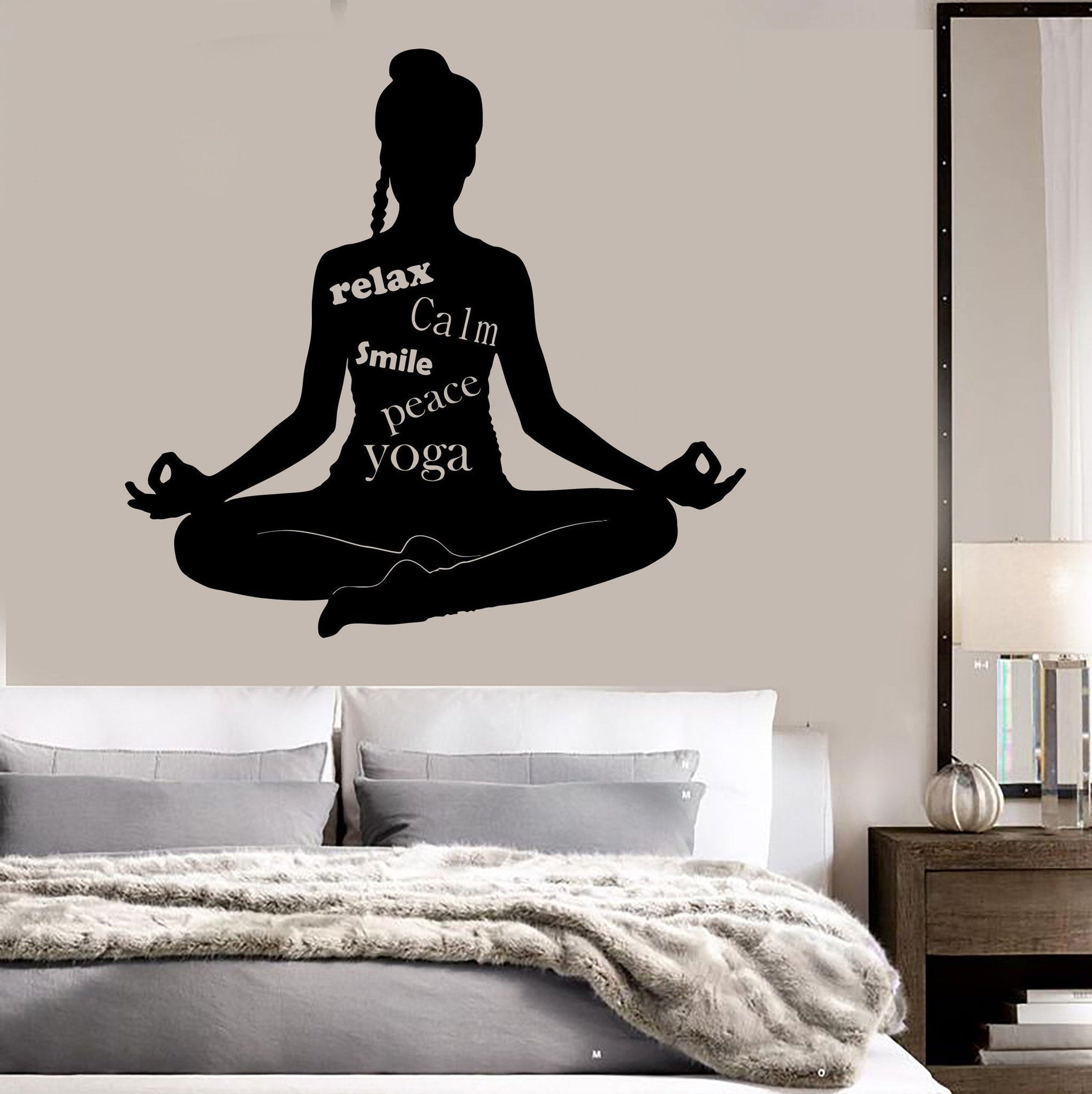 Vinyl Wall Decal Meditation Room Words Yoga Buddhism Stickers Unique G ...