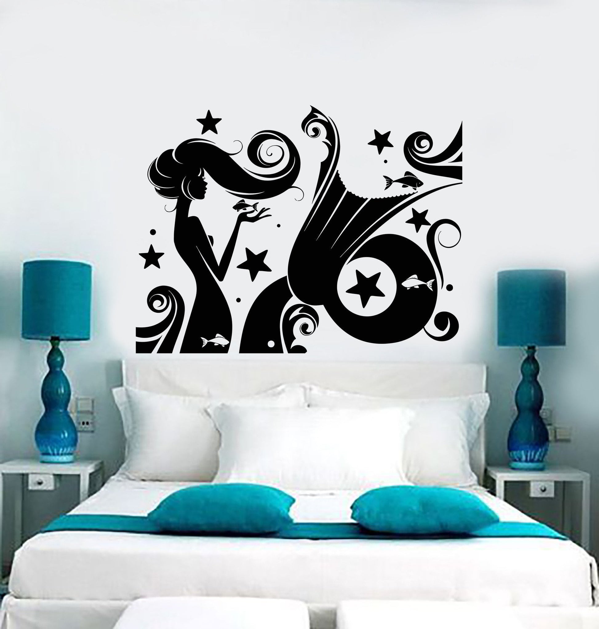 Vinyl Wall Decal Mermaid Sea Ocean Star Marine Stickers Mural Unique G ...