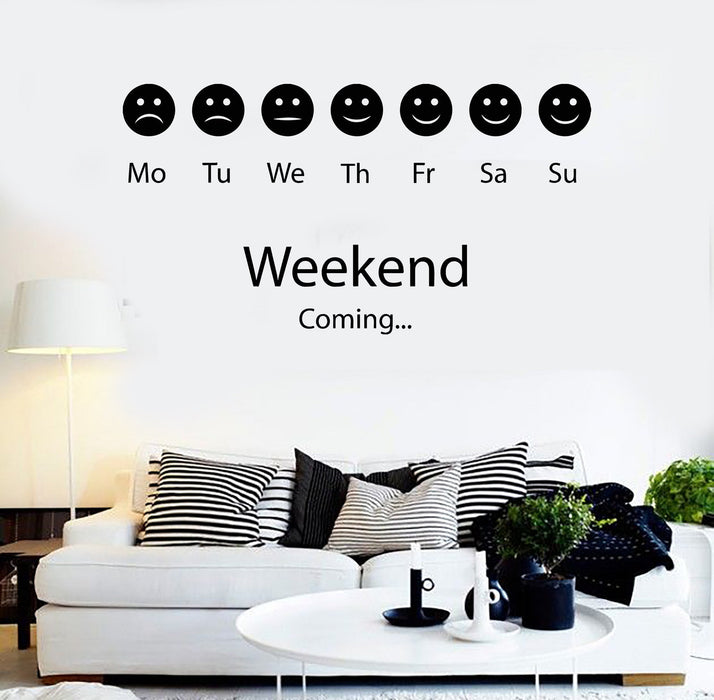 Vinyl Wall Decal Mood Smiley Weekend Positive Room Stickers Unique Gift (ig3668)