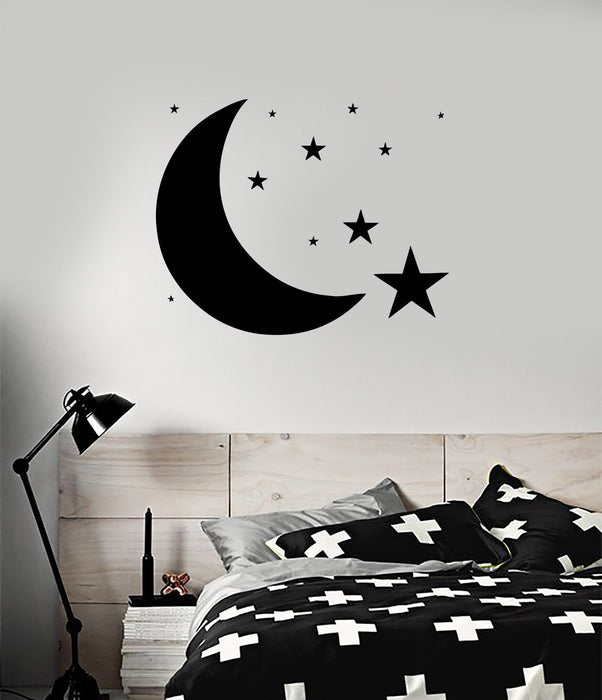 Vinyl Decal Design for Bedroom Moon Stars Sky Wall Sticker Unique Gift (ig1211)