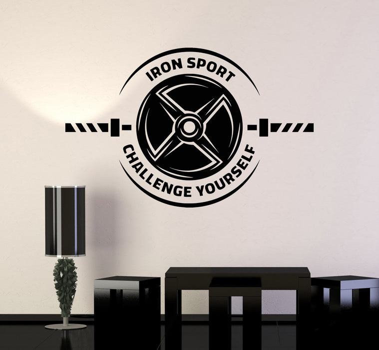 Vinyl Wall Decal Iron Sport Motivation Quote Muscle Gym Stickers Unique Gift (ig3748)