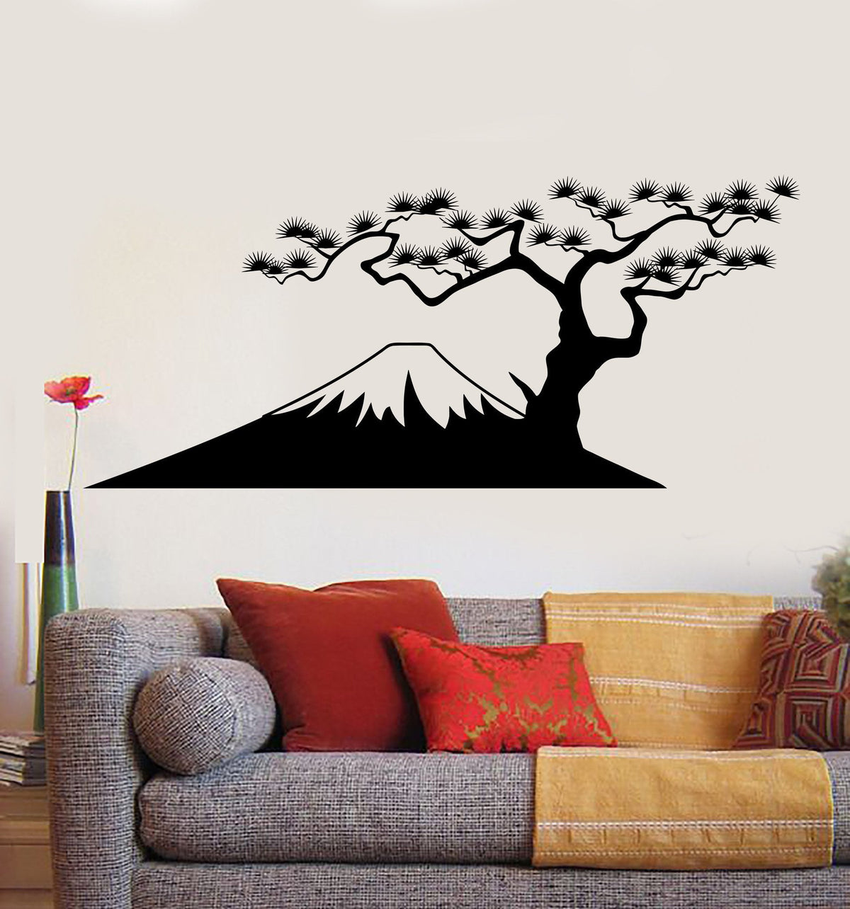 Vinyl Wall Decal Mountain Tree Asia Oriental Asian Stickers Unique Gif ...