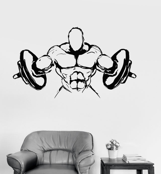 Wall Vinyl Decal Muscled Barbell Gym Fitness Bodybuilding Decor Stickers Unique Gift (ig3109)