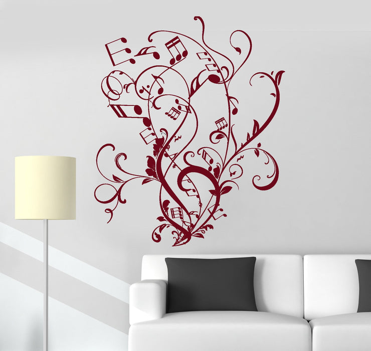 Vinyl Wall Decal Music Musical Branch Patterns Art Living Room Stickers Unique Gift (ig3197)