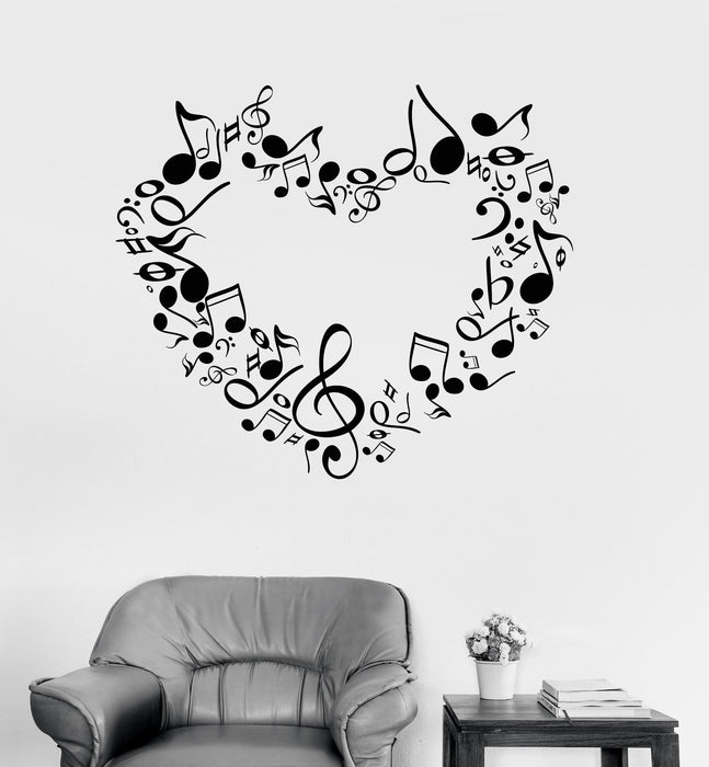 Vinyl Wall Decal Music Lover Musical Heart Great Room Decoration Sticker Unique Gift (ig3057)