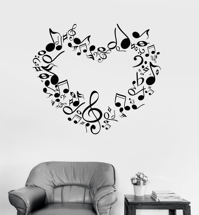 Виниловая наклейка на стену Music Lover Musical Heart Great Room Decoration Sticker Unique Gift (ig3057)