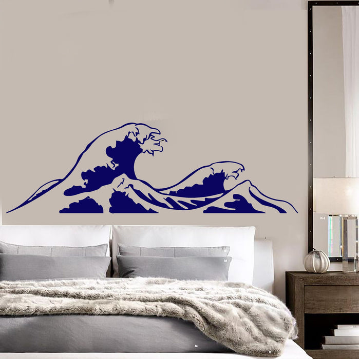 Wall Vinyl Sticker Ocean Waves Mountains Sea Surfing Beach House Decor Unique Gift (ig3070)