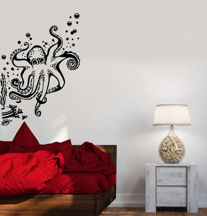Wall Decal Octopus Tentacles Sea Animal Marine Bubbles Vinyl Stickers Unique Gift (ig2900)