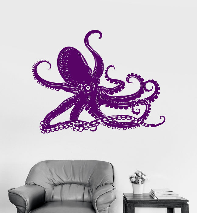 Vinyl Wall Decal Octopus Kraken Ocean Marine Animals Bathroom Art Stickers Mural Unique Gift (ig3005)