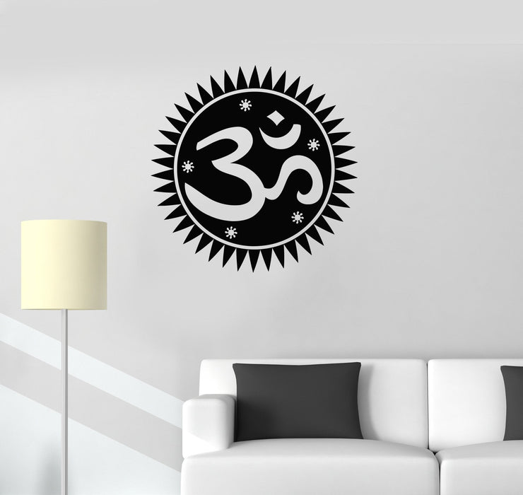 Vinyl Decal Om Mandala Hindu Sanskrit Mantra Bedroom Room Decor Wall Stickers Unique Gift (ig2766)