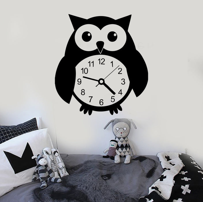 Wall Stickers Vinyl Decal Funny Owl Bird Clock Great Decor for Kids Room Unique Gift (ig694)