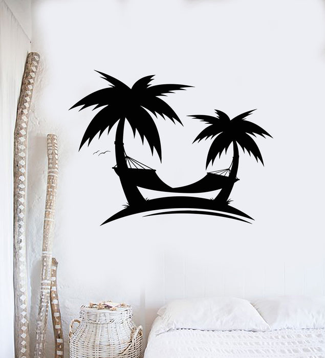 Wall Decal Palm Hammock Relax Vacation Trees Art Vinyl Stickers Unique Gift (ig2889)
