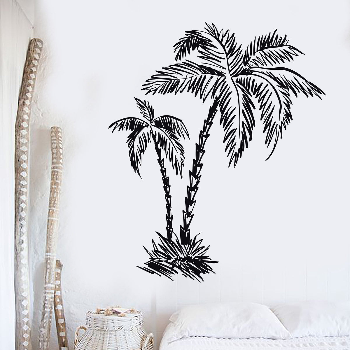 Coconut Palm Tree Sticker Tropical Beach Wall Decal Living Room Backdrop  Sticker
