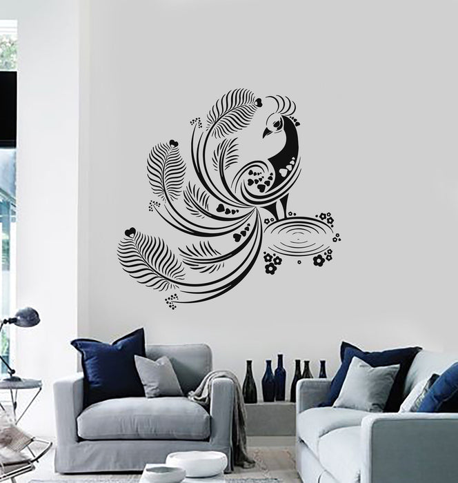 Wall Decal Beautiful Peacock Bird Decoration Rooms Art Vinyl Stickers Unique Gift (ig2901)