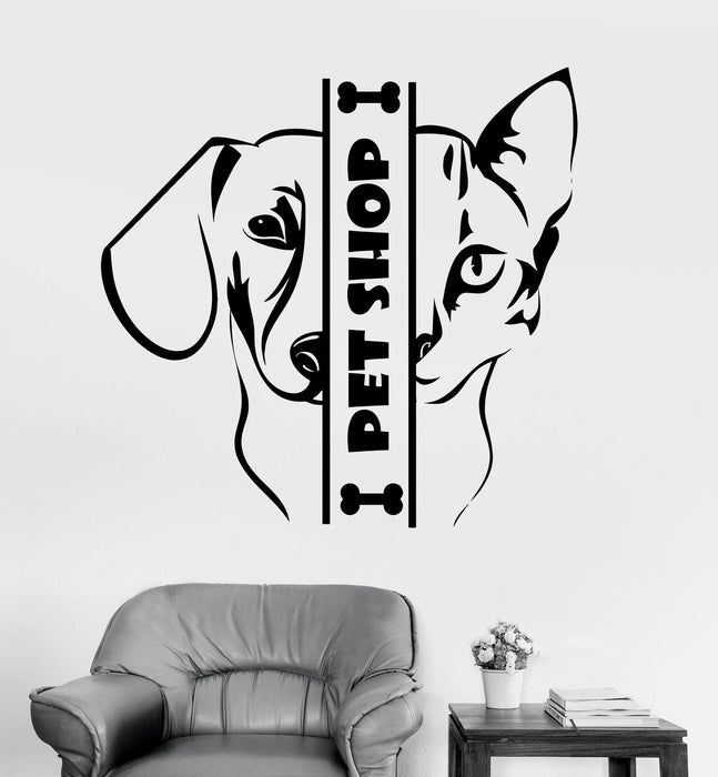 Vinyl Wall Decal Pet Shop Animal Cat Dog Stickers Mural Unique Gift (ig3402)