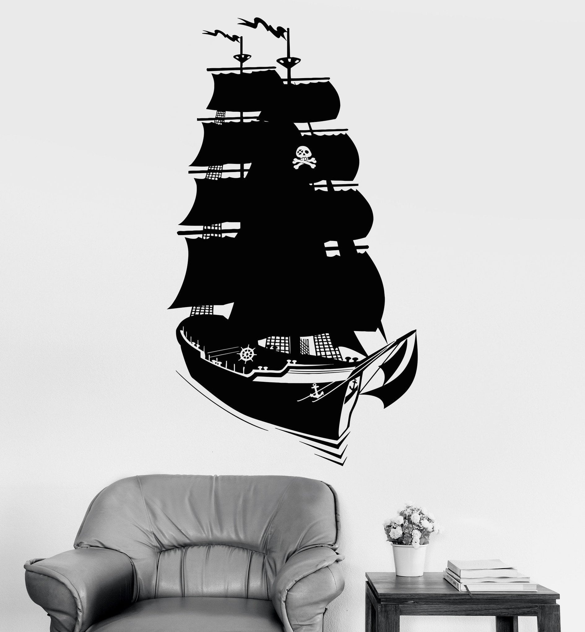 Vinyl Wall Decal Pirate Ship Marine Children's Room Kids Art Stickers ...