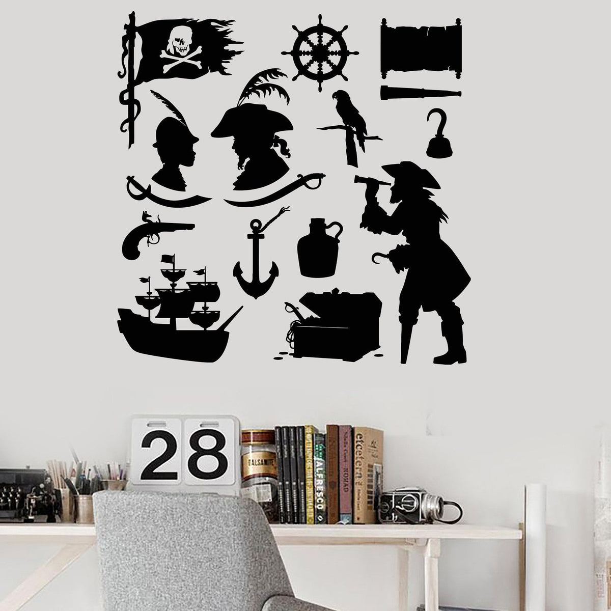 Wall Decal Pirates Ship Treasure for Kids Room Art Vinyl Stickers Uniq —  Wallstickers4you, image size:1200x1200