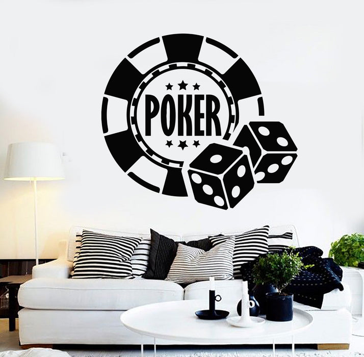 Autocollant mural en vinyle Jetons de poker Casino Jeux de hasard Autocollants Mural Cadeau unique (ig3716)