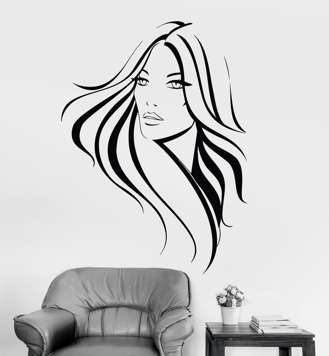 Vinyl Wall Decal Pretty Woman Beauty Salon Hair Stylist Hairstyle Stickers Unique Gift (084ig)