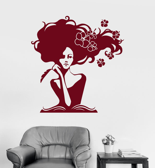 Wall Decal Pretty Girl Library Book Store Writer Dreams Vinyl Stickers Unique Gift (ig2990)