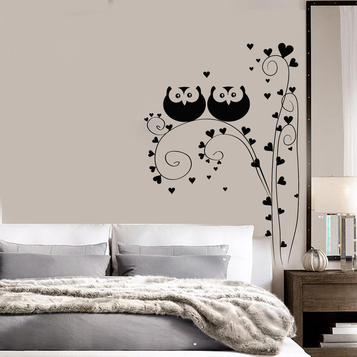 Vinyl Wall Decal Romantic Heart Pattern Birds Floral Stickers Unique Gift (ig3690)