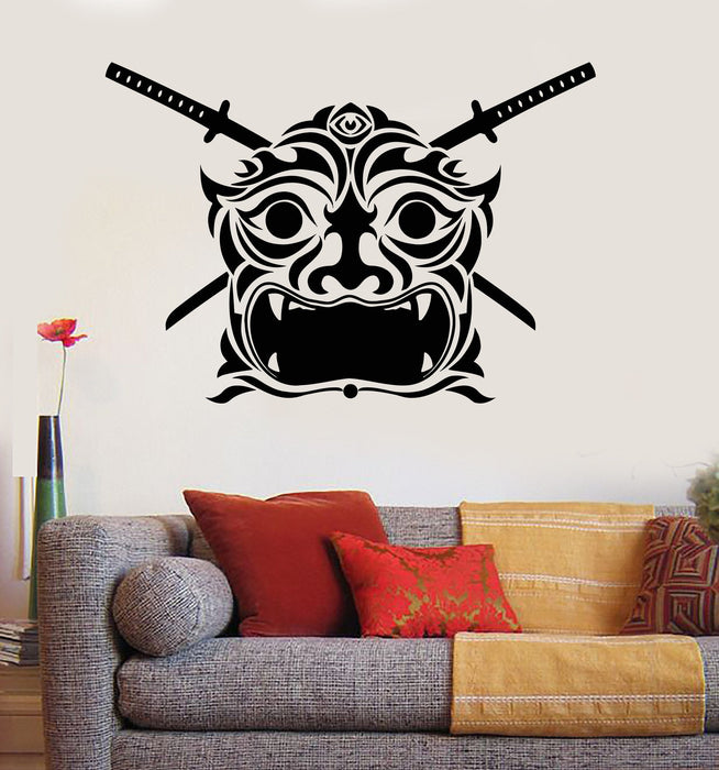 Vinyl Wall Decal Samurai Mask Japan Asian Decor Japanese Stickers Unique Gift (ig3504)