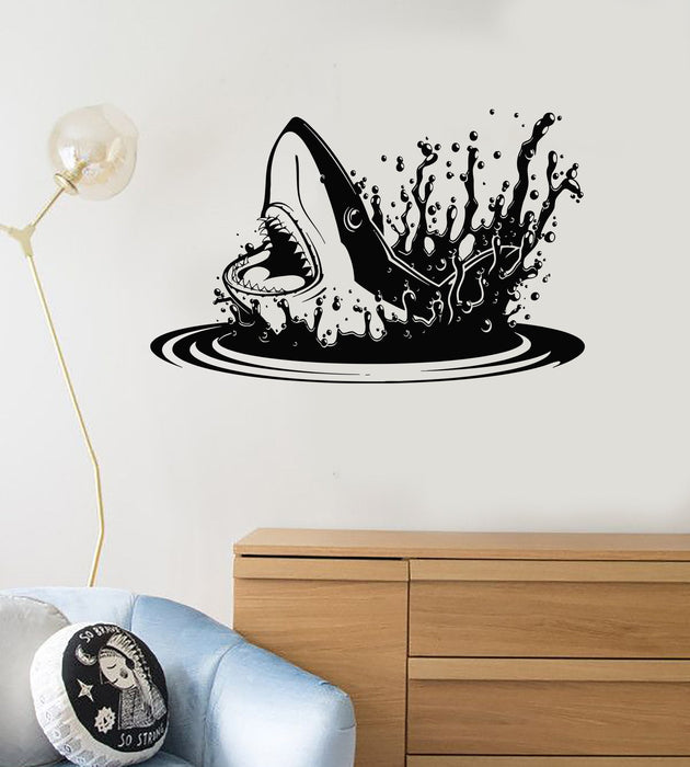 Vinyl Decal Shark Water Scary Decor Bathroom Art Wall Stickers Unique Gift (ig2784)