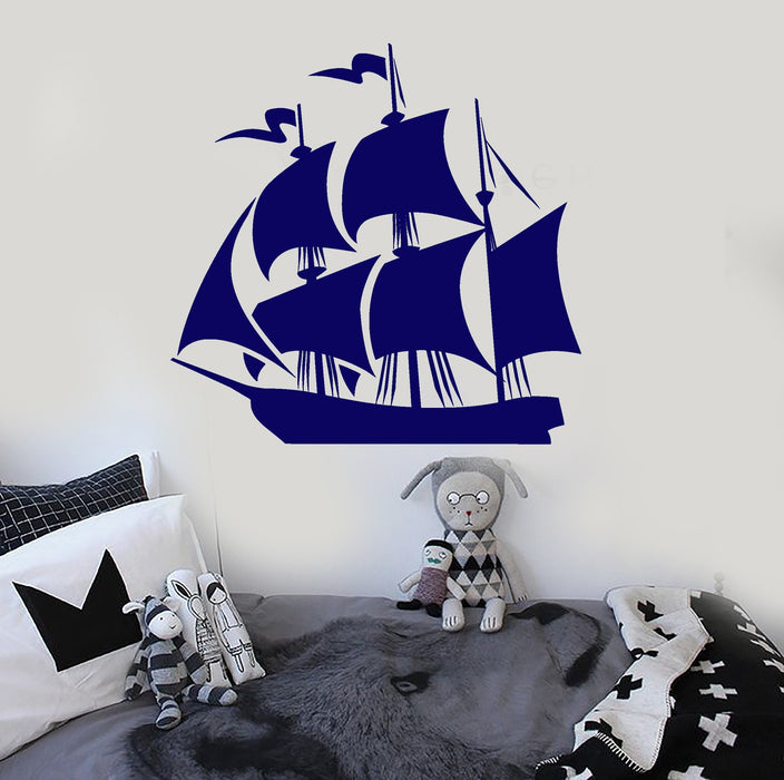 Vinyl Wall Decal Ship Kids Room Child Art Nautical Marine Stickers Unique Gift (245ig)