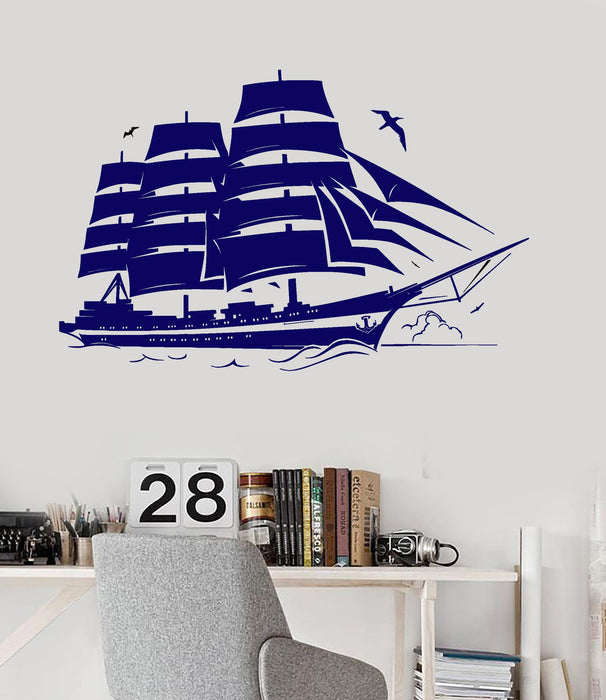 Vinyl Wall Decal Ship Yacht Ocean Marine Bathroom Kids Room Stickers Unique Gift (ig3072)
