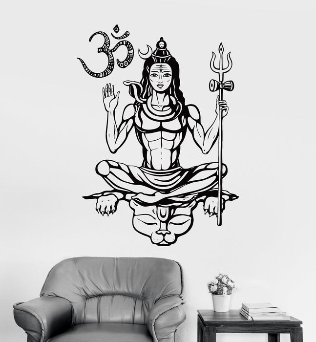 Vinyl Wall Decal Shiva God Hindu Hinduism Sanskrit Om Stickers Mural Unique Gift (ig3596)