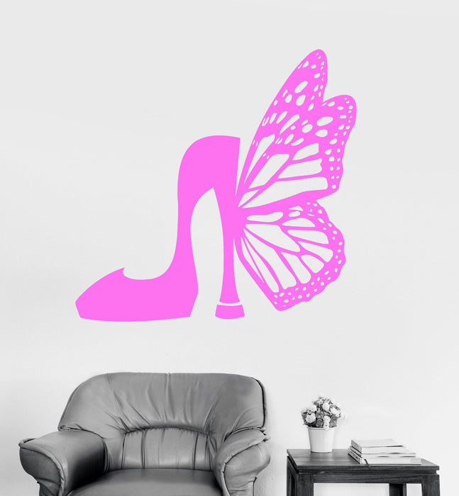 Vinyl Wall Decal Shoes Fashion Butterfly Style Women Girls Room Stickers Unique Gift (ig3174)