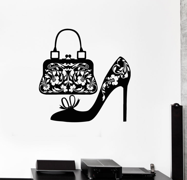Vinyl Wall Decal Shoes Handbag Fashion Style Girl Room Stickers Unique Gift (ig2932)