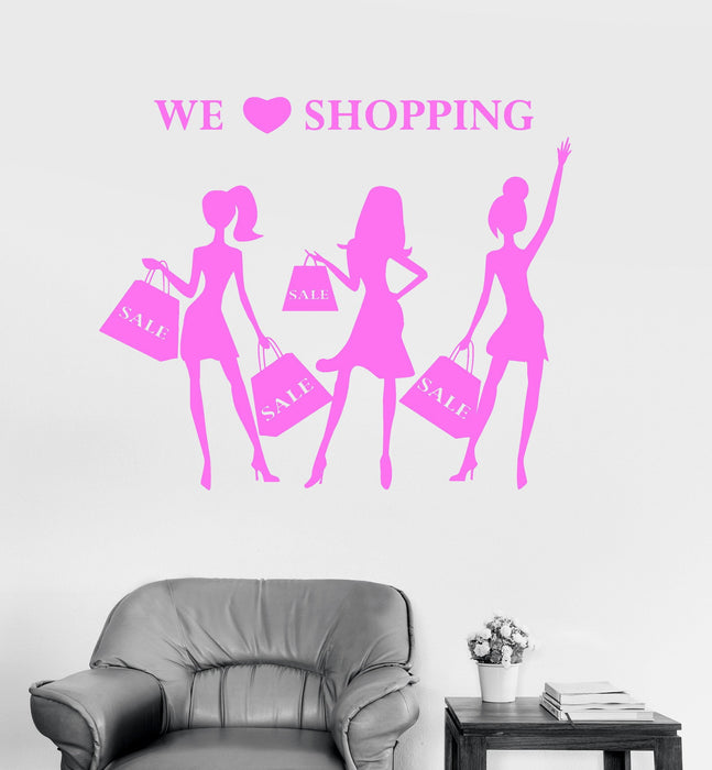 Vinyl Wall Decal Shopping Girls Fashion Style Women Shop Stickers Unique Gift (ig3145)