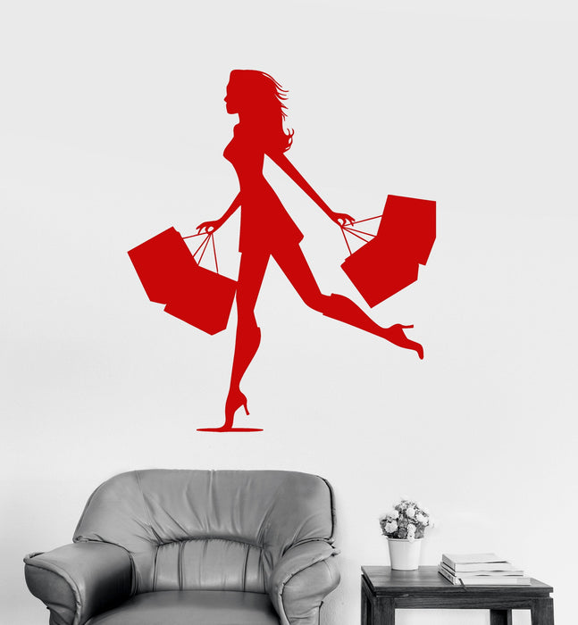 Vinyl Wall Decal Shopping Women Silhouettes Fashion Shop Stickers Unique Gift (ig3184)