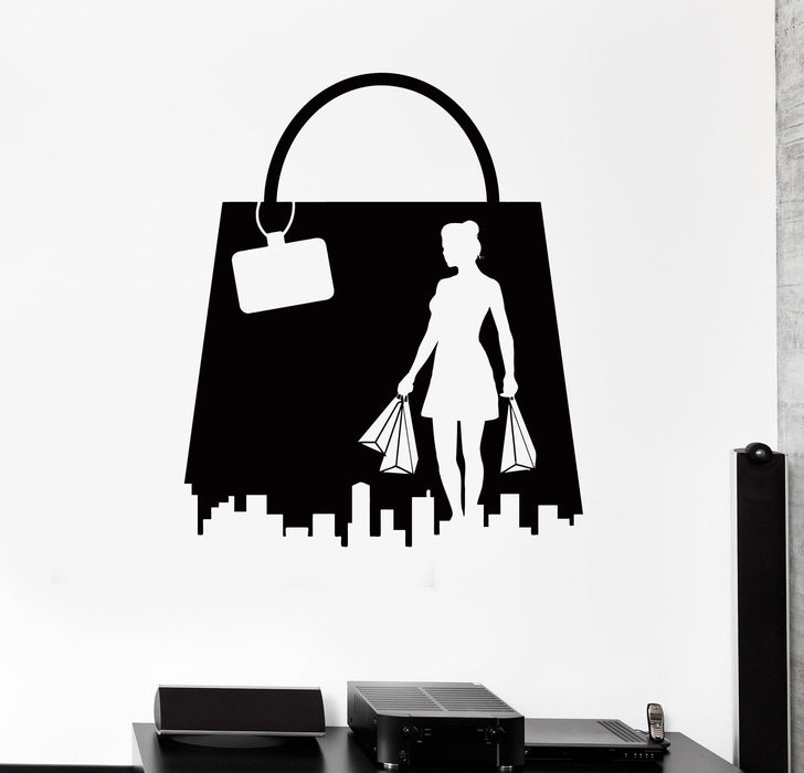 Wall Decal Shopping Girl Woman Fashion Shop Style Vinyl Stickers Unique Gift (ig2822)