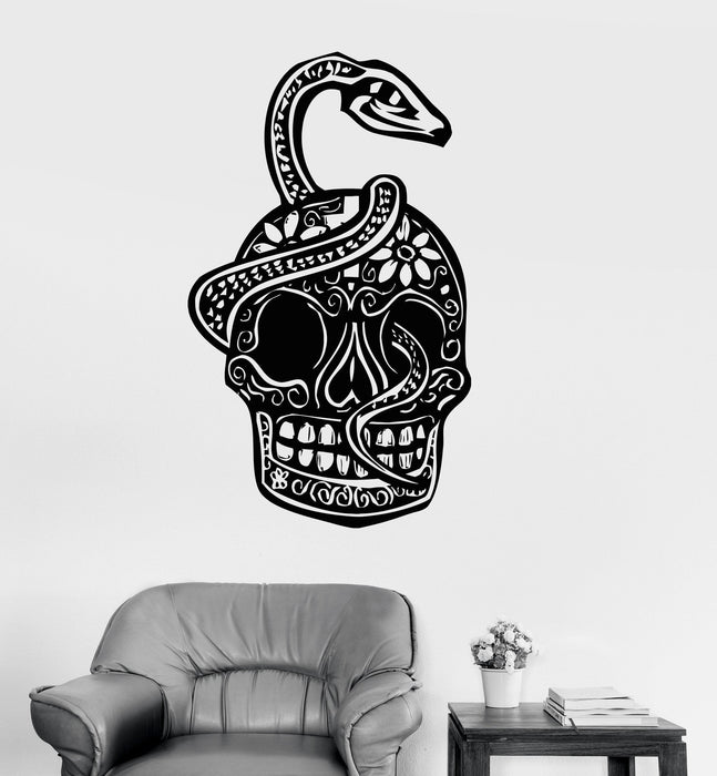 Vinyl Wall Decal Sugar Skull Snake Coolest Room Decoration Stickers Unique Gift (ig3090)