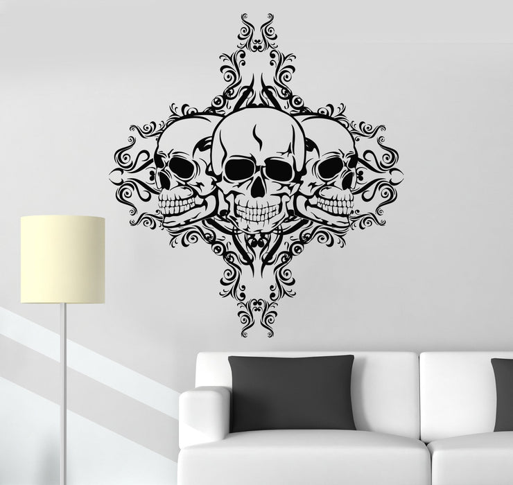 Vinyl Wall Decal Skulls Dead Patterns Horror Room Stickers Mural Unique Gift (011ig)