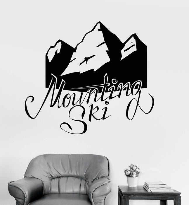 Vinyl Wall Decal Sky Mountain Ski Skiing Sports Decor Stickers Mural Unique Gift (ig3469)
