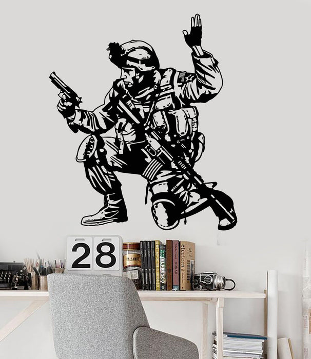 Vinyl Wall Decal Soldier Military War Boys Room Special Forces Stickers Unique Gift (097ig)