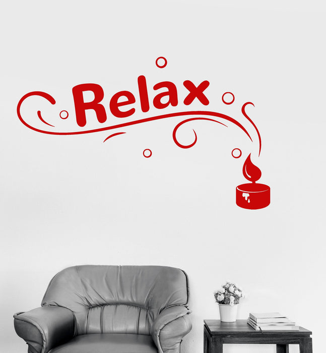Vinyl Wall Decal Relax Spa Candle Beauty Salon Woman Girl Stickers Unique Gift (ig3429)