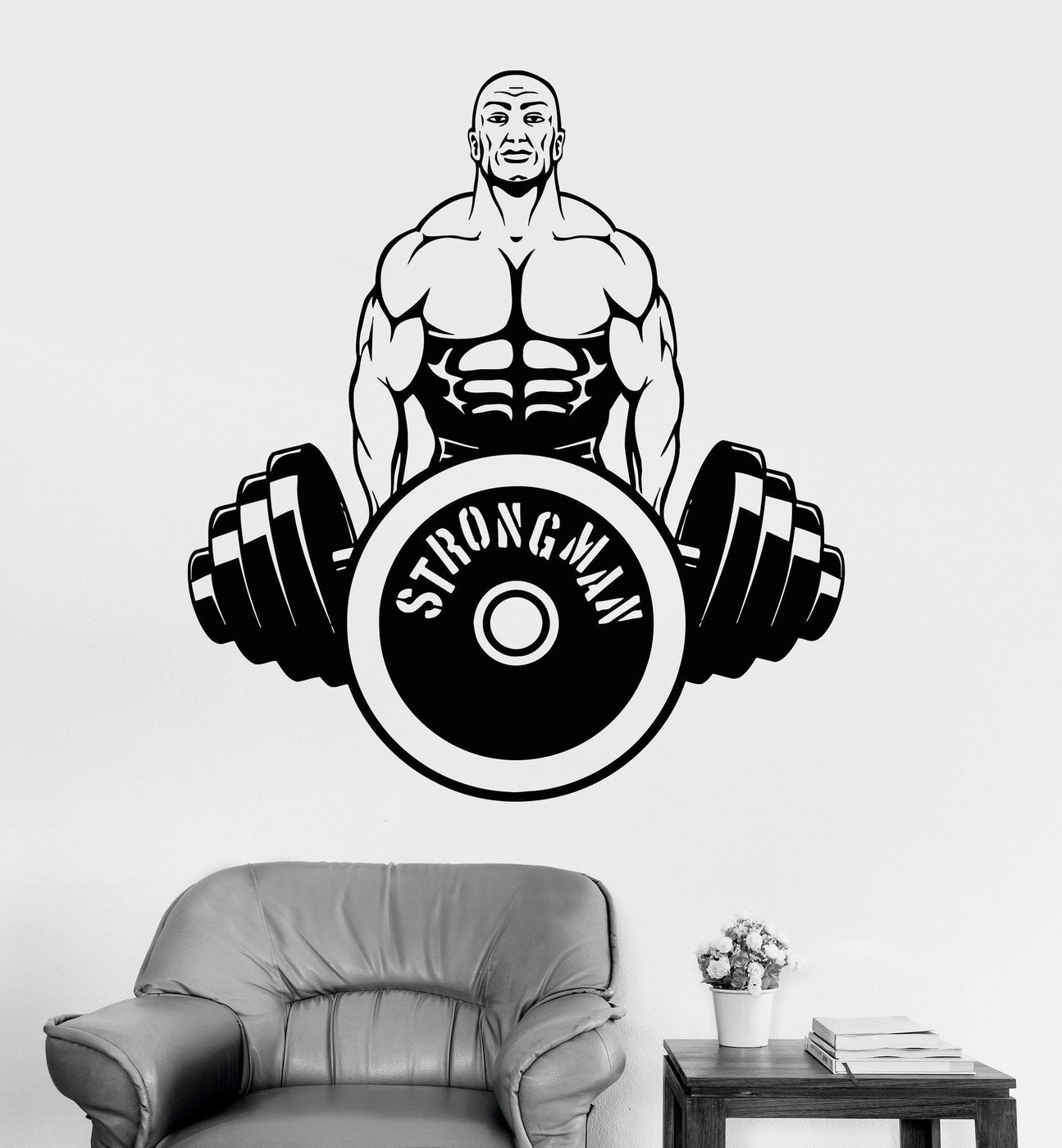 Vinyl Wall Decal Strongman Gym Bodybuilding Fitness Sports Stickers Un ...