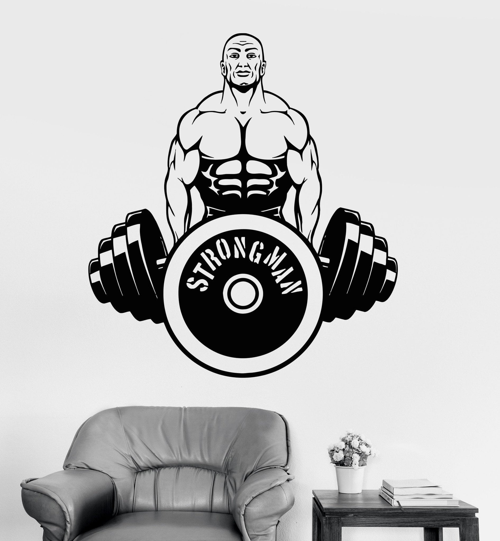 Vinyl Wall Decal Strongman Gym Bodybuilding Fitness Sports Stickers Un — Wallstickers4you