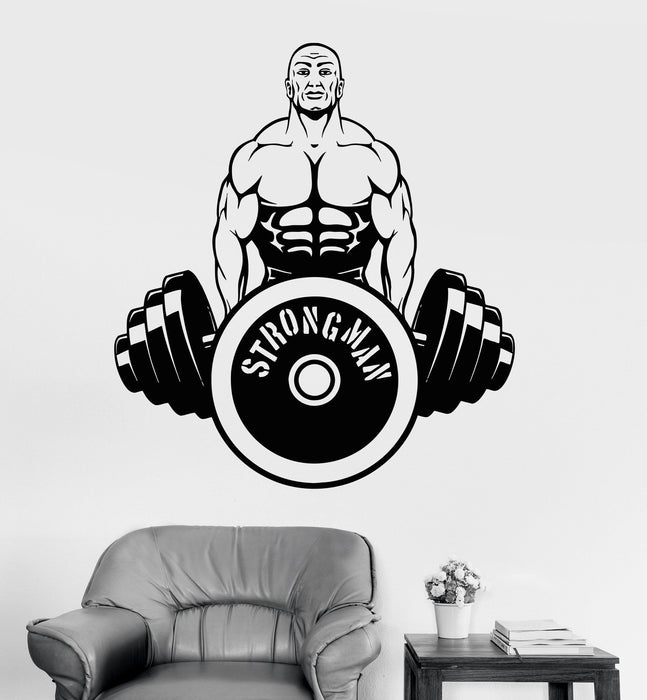 Vinyl Wall Decal Strongman Gym Bodybuilding Fitness Sports Stickers Unique Gift (ig3582)